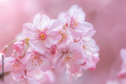 Close up of pink cherry blossom in spring time.