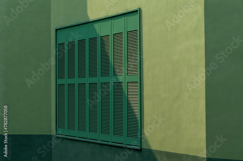 green windows on green walls