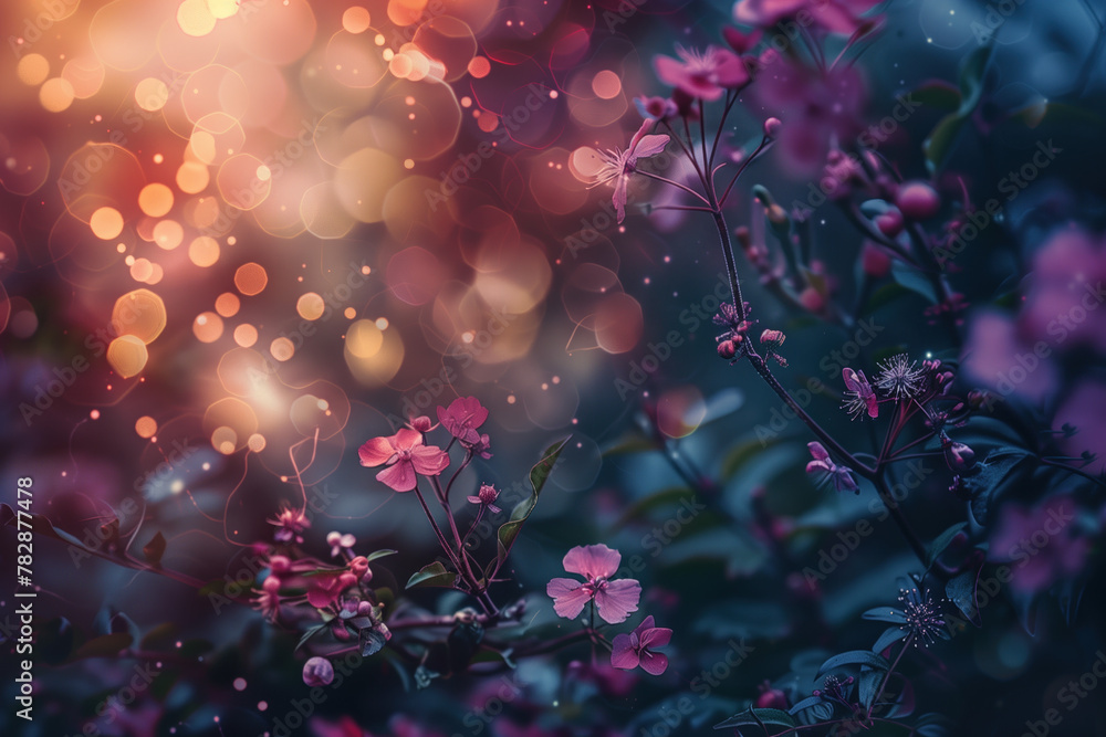 Abstract floral background with bokeh. Created with Generative AI technology.