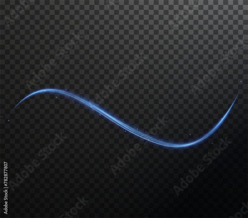 Abstract vector light lines swirling in a whirl. Light simulation of line movement. Light trail from the ring. Illuminated podium for promotional products.	
