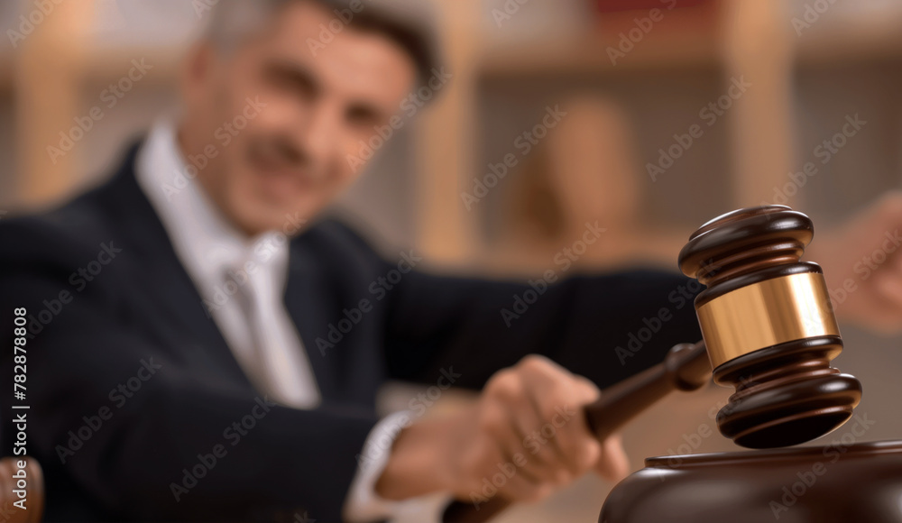 Lawyer holding wooden gavel