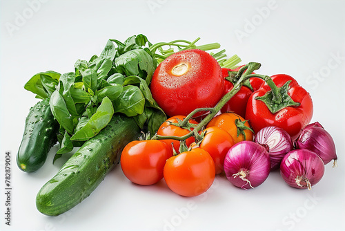various vegetables on white background