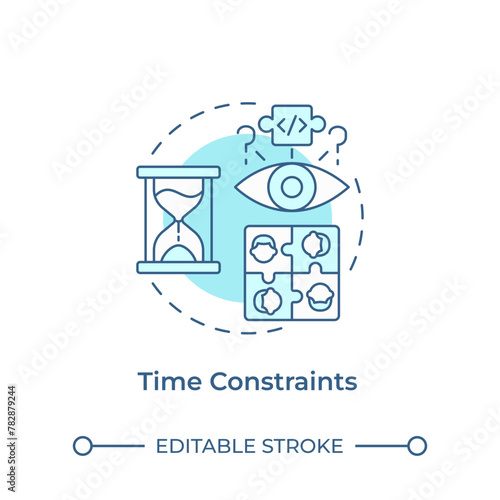 Time constraints soft blue concept icon. Hackathon challenge. Time limits and deadlines. Round shape line illustration. Abstract idea. Graphic design. Easy to use in promotional materials