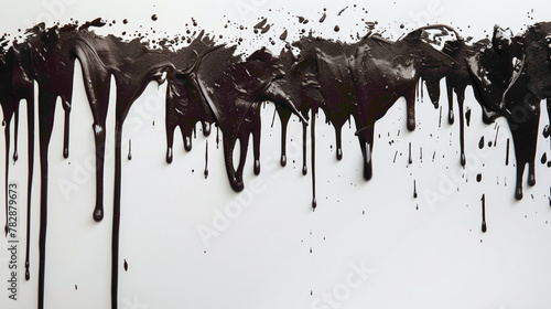 Chocolate brown paint drip on a pure white background