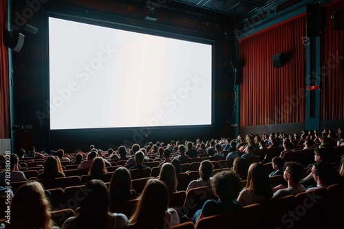 Wallpaper Mural Audience engrossed in a film at a spacious modern cinema Torontodigital.ca