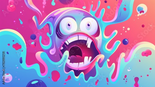 Vector art character, Emotional, popping out of a flat design into 3D space, eyes wide, mouth agape.