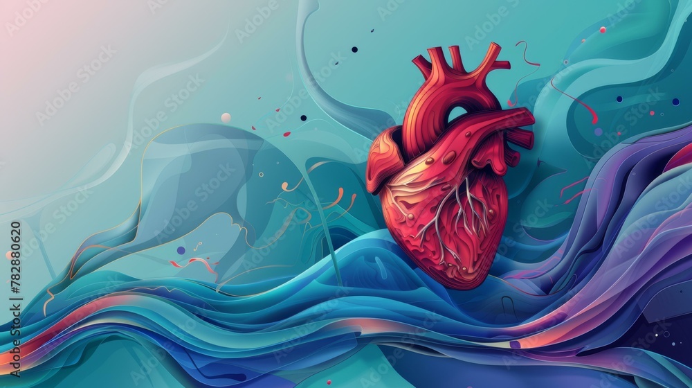 Obraz premium Vector art from illustrated Heart, flat design into 3D space,