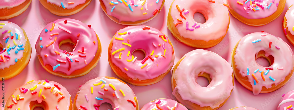 Colorful pink donuts