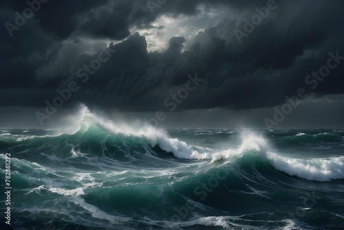 A landscape of a stormy sea