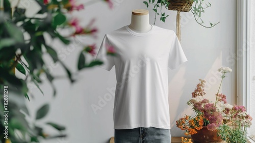 Men's White T-shirt mockup, mannequin display