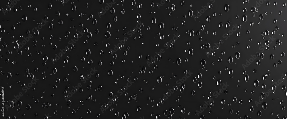 Obraz premium Atmospheric minimal grayscale backdrop with rain droplets on glass. Wet window with rainy drops and dirt spots closeup. Blurry minimalist monochrome background of dirty window glass with raindrops.
