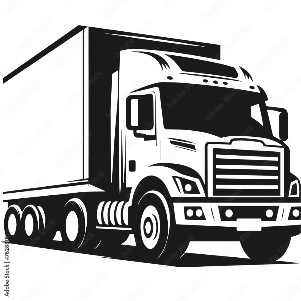 Cargo Truck 🚚 transportation, delivery, boxes. Fast delivery or logistic transport. Easy colour change. City commercial delivery truck template. Vector isolated on white background 