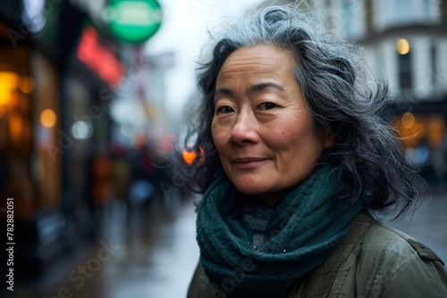 Portrait of a senior asian woman in Paris, France.