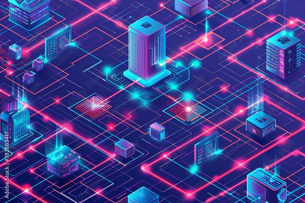 A detailed illustration of network infrastructure and technology for seamless data transfer A detailed illustration of network infrastructure and technology for seamless data transfer