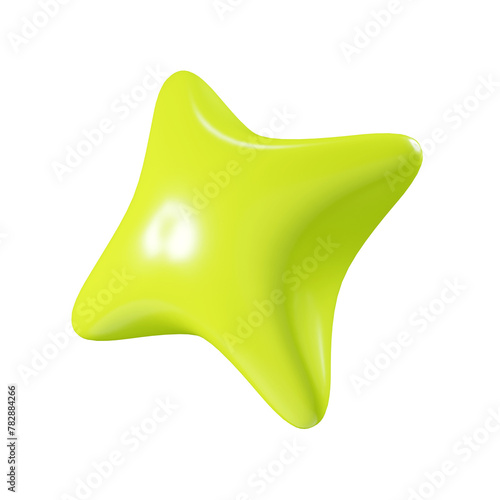 Birthday party popper green confetti streamer star element 3d render illustration. (ID: 782884266)