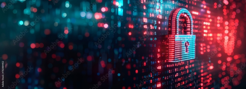 data security concept with a padlock icon on a digital background ...