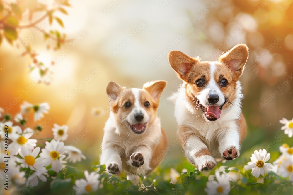 Corgi runs happily. Generate Ai. Beautiful simple AI generated image in 4K, unique. Corgi runs happily. Generate Ai. Beautiful simple AI generated image in 4K, unique.