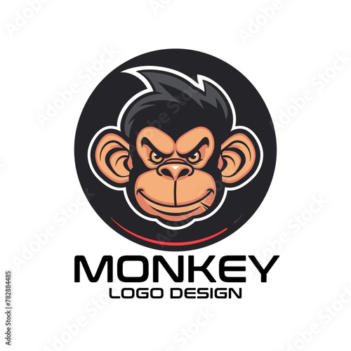 Monkey Cartoon Vector Logo Design photo