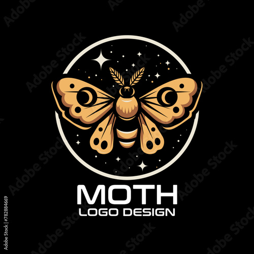 Moth Cartoon Vector Logo Design