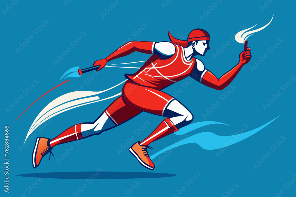 Sports Player in Action Using Continuous Lines Showing Movement