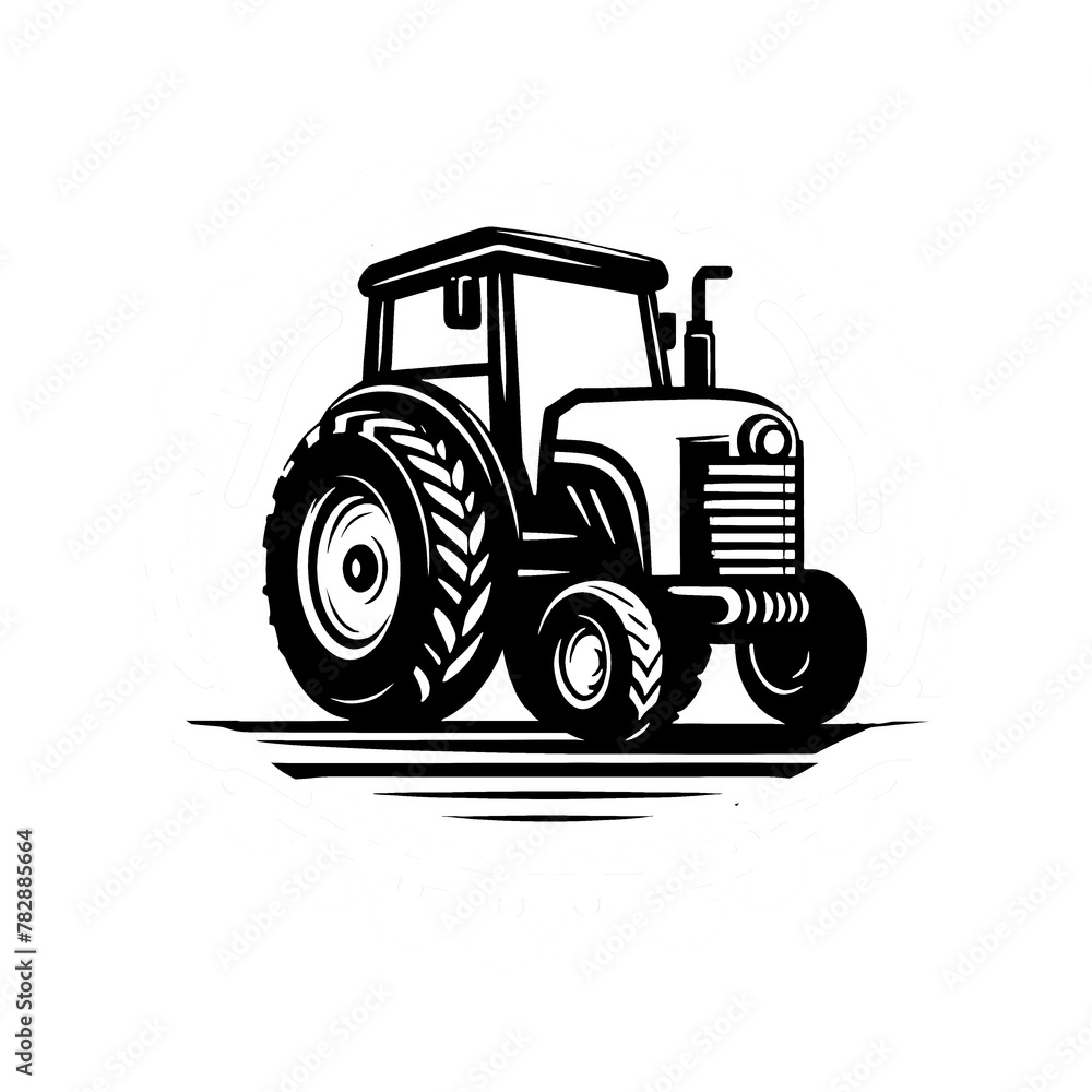 illustration design logo a tractor isolated on white background