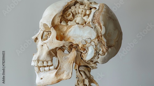 anatomy of cortical bone as medical education reference. Plain background 