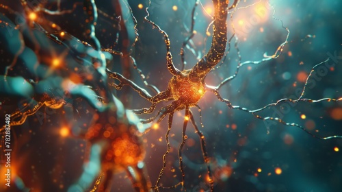 Brain neuron in macro photography and 3d concept. Medical reference