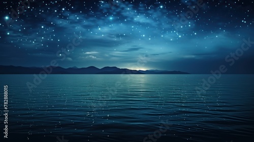  black sky at night The sky is full of stars On the background of the black sea © venusvi