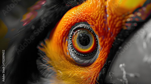wallpaper of  an extreme close-up on a toucan's eye,  photo