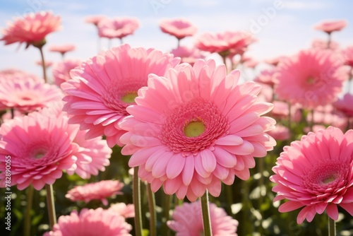  Pink Gerbera flowers blooming in the flower garden Add a playful touch with sunlight shining through.