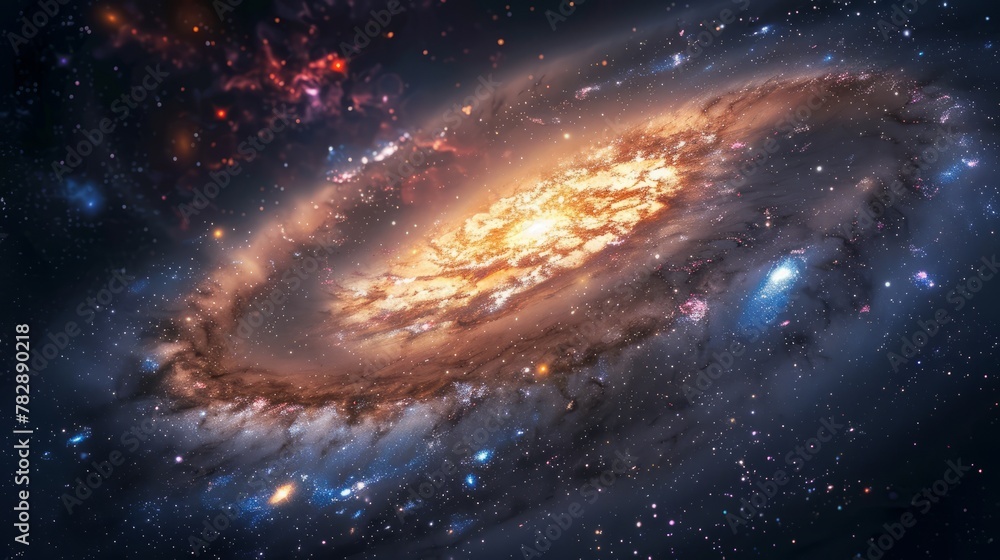 Obraz premium Universe filled with stars, nebula and galaxy. Colorful space background with stars. Beauty of deep space. A view from space to a spiral galaxy and stars