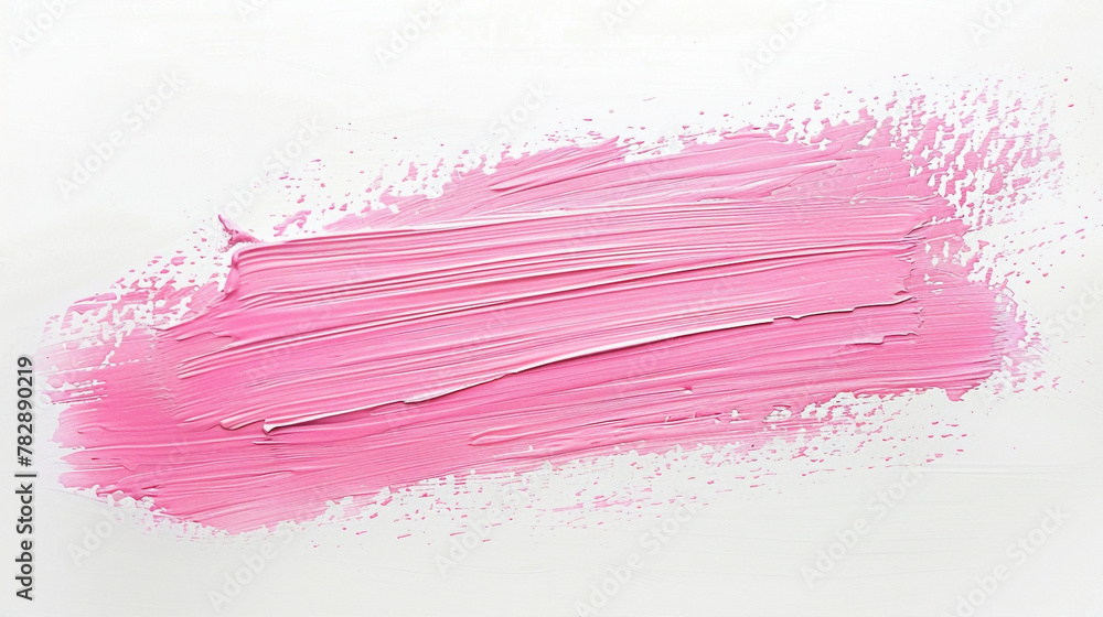 Soft pink paint brush stroke on a pure white background