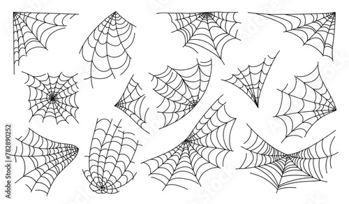 Set of web simple hand drawn vector outline illustration doodle fantasy. Halloween scary decor elements, clipart, perfect for Halloween party, creepy cartoon character. Vector graphics in doodle style