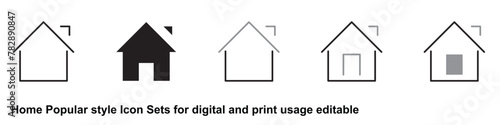 Home Popular different style Icon Sets with fill, partial fill and stroke for digital and print usage editable