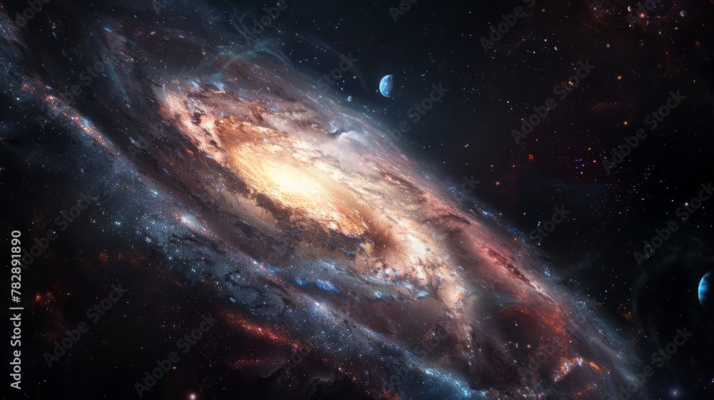 Fototapeta premium Universe filled with stars, nebula and galaxy. Colorful space background with stars. Beauty of deep space. A view from space to a spiral galaxy and stars