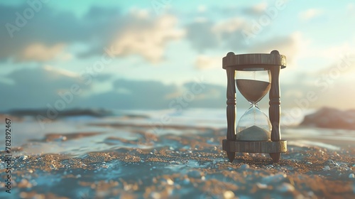 The passage of time slipping away, using an hourglass filled with contaminated sand to symbolize the finite nature of opportunities and the need for immediate action