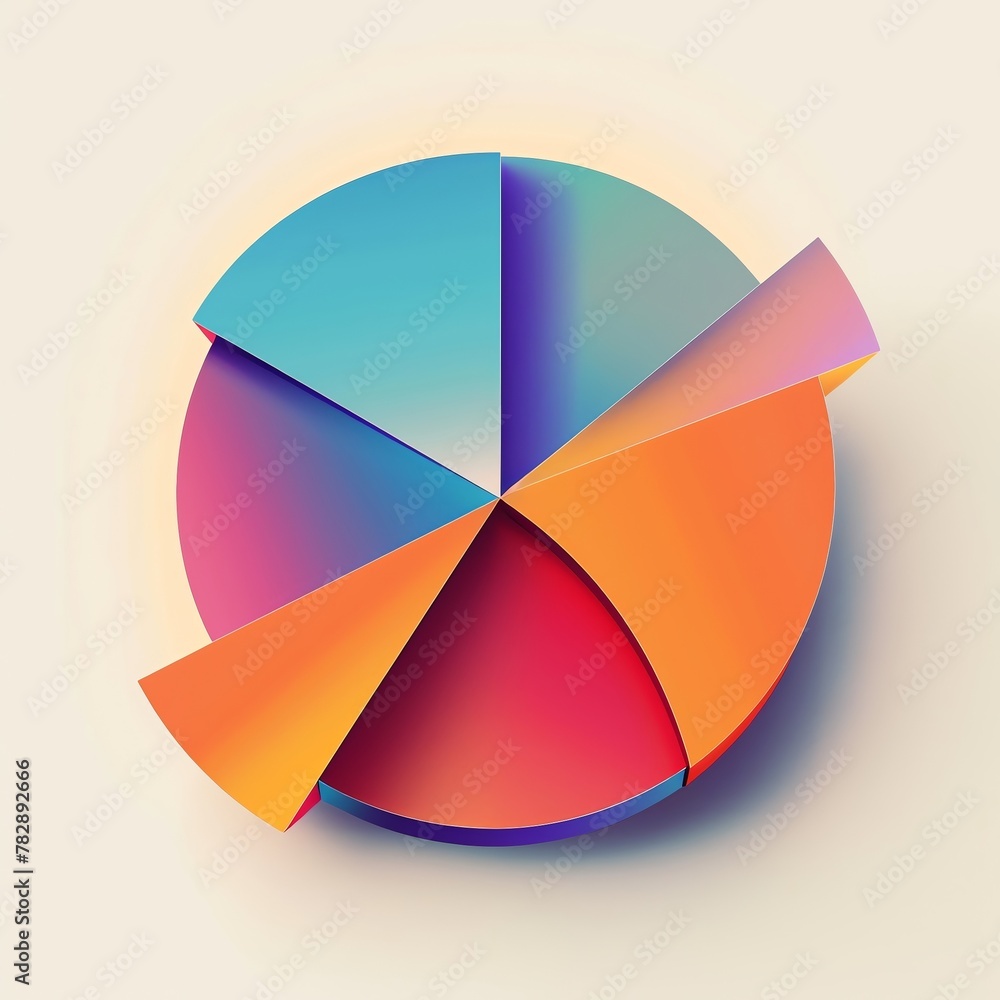 Obraz premium Geometric shapes and color gradients in an abstract pie chart design showcasing market share allocation