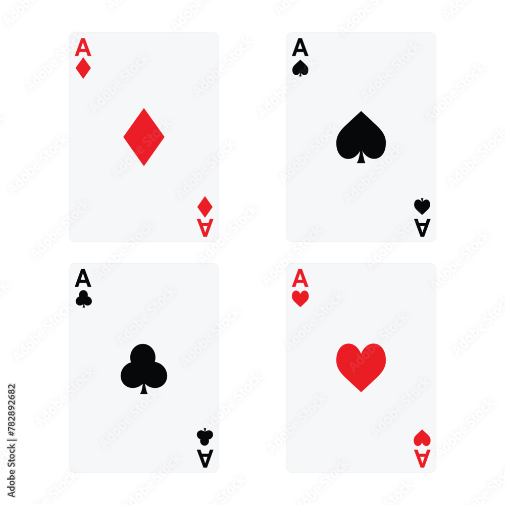 Set of playing cards , Ace card suit set on white Set of playing cards , Ace card suit set on white