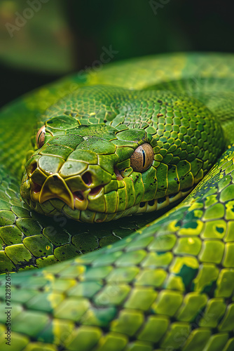 a Green Anaconda, , outdoor background, with empty copy space