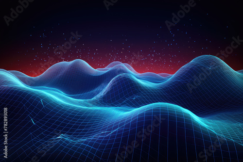 Digital Landscape Futuristic Waves Illustration