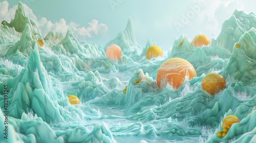 Fantasy glacier landscape w...
