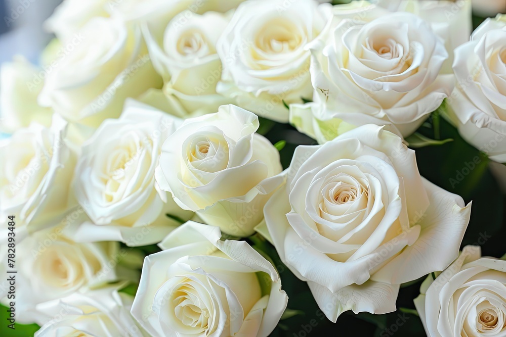 Obraz premium White roses in full bloom romance and beauty