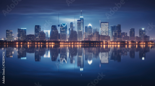 Serene City Reflections at Twilight