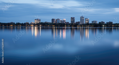 Urban Reflections: Dusk by the Cityscape