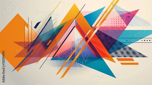 Geometric abstract flyer template with color triangles.