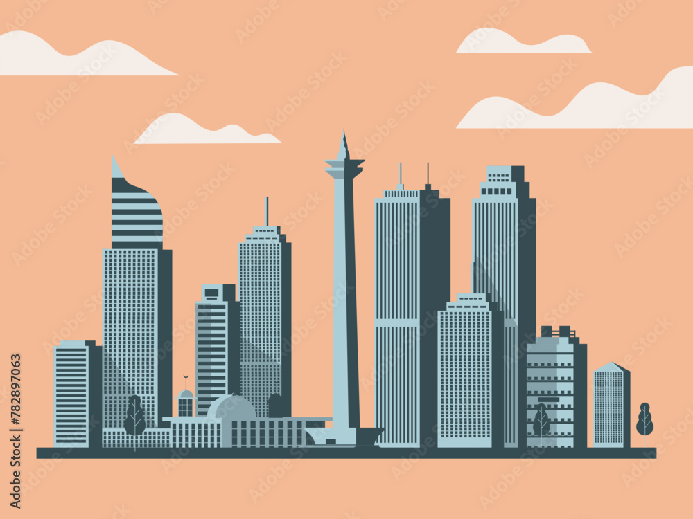 Jakarta city flat illustration
