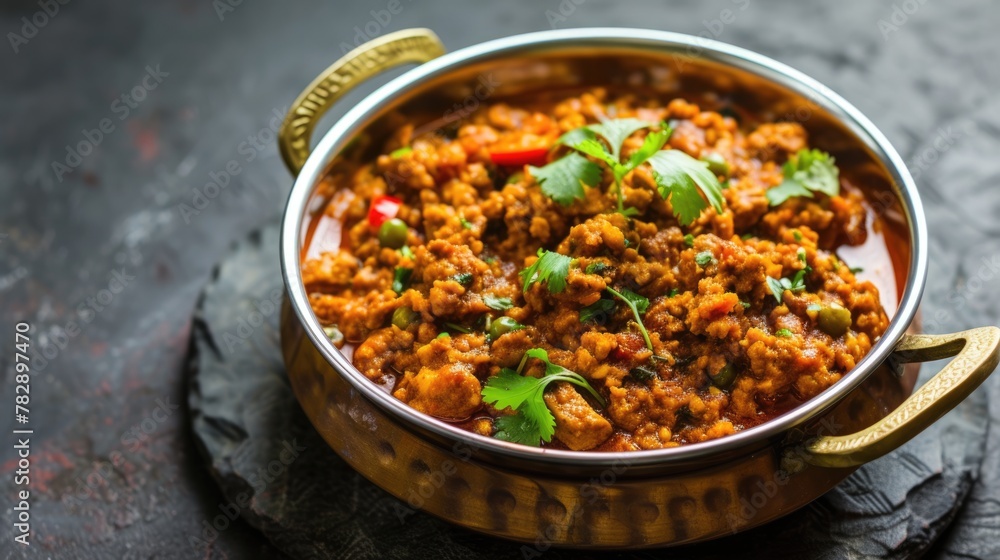 A delicious Indian meal of stewed lentils, spices, and herbs in a bowl served on a wooden table. A delicious Indian meal of stewed lentils, spices, and herbs in a bowl served on a wooden table.