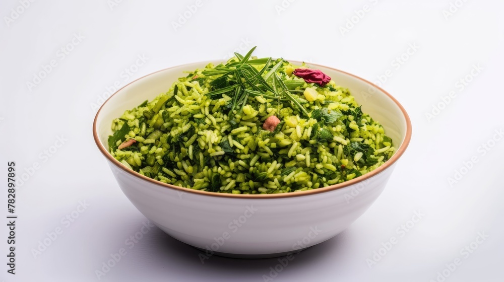 Appetizing and Fresh Middle Eastern Green Pilaf (Rice Dish) Served in a Bowl. Appetizing and Fresh Middle Eastern Green Pilaf (Rice Dish) Served in a Bowl.