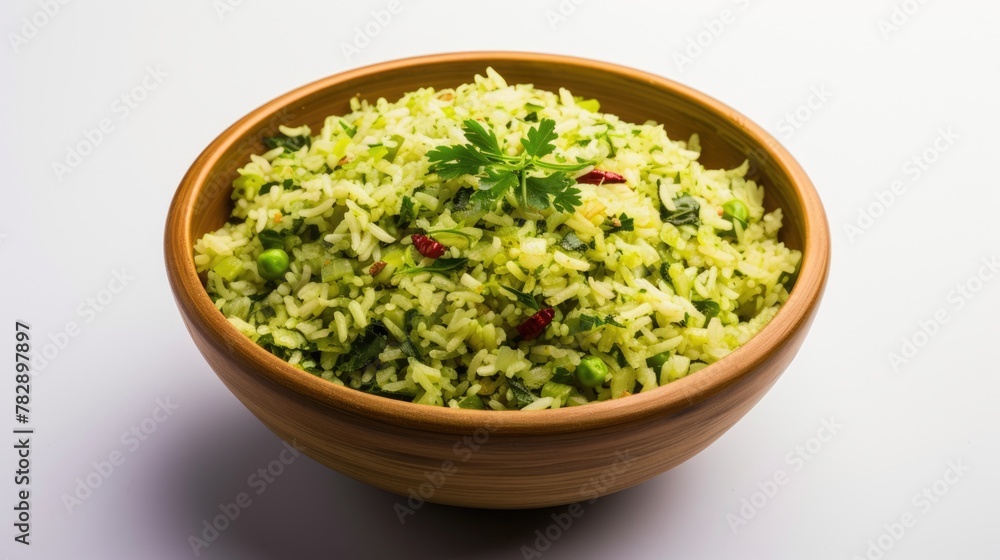 Appetizing and Fresh Middle Eastern Green Pilaf (Rice Dish) Served in a Bowl. Appetizing and Fresh Middle Eastern Green Pilaf (Rice Dish) Served in a Bowl.