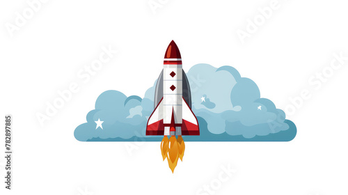 Blast Off into Space - Rocket Launch Illustration photo